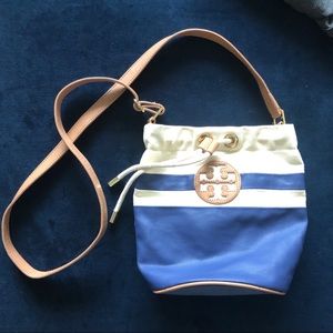 Tory Burch Blue and Beige Bucket Bag